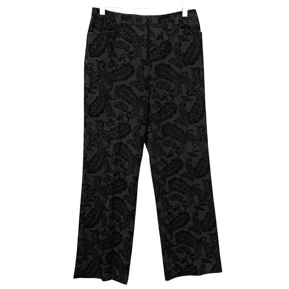 Peck & Peck Brocade Embossed Velvet Jacquard Weave‎ Pants Size 4P Dark Goth
